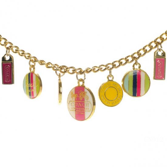 Coach Circle Charm Gold Necklaces CZD - Click Image to Close